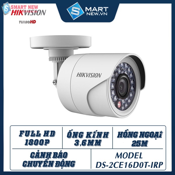 Camera Hikvision ngoài trời DS-2CE16D0T - IRP - FULL HD1080 - 2.0MP-- Chống nước IP66