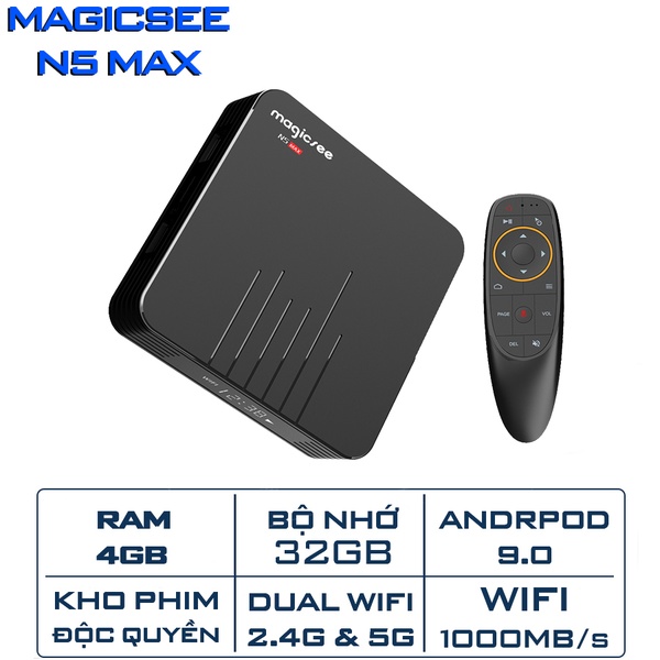 Android Tivi Box Magicsee N5 Max S905X3 – Ram 4GB - Android tivi box giải trí tốt nhất 2020