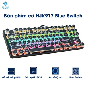 Bàn phím cơ Gaming HJK917 Blue switch phong cách cổ điện, chống nước