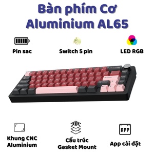 Bàn phím cơ Atas AL65 Khung nhôm CNC 3 mode kết nối - Led RGB - Pin sạc 4000 mah - Mạch xuôi