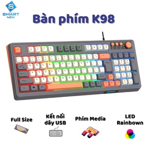 Bàn phím giả cơ Gaming RaiKu K98 full size - Led Rainbow siêu đẹp - Có núm xoay - Phím BPT - Gõ êm