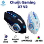 Chuột gaming X7 V2 Bản kim Loại - LED RGB - Có app Marco - DPI 3200 - phiên bản dây Dù cao cấp Chuyên game