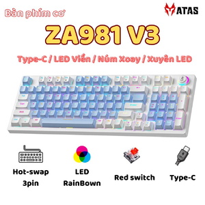 Bàn phím cơ ATAS ZA981 - Có Hotswap - LED Rainbow 9 chế độ