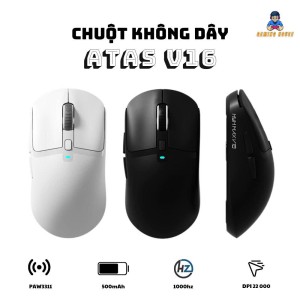 Chuột gaming không dây ATAS V16 - 3 mode - Pin 500mAh - Có app - DPI 22 000 - Chip PAW3311