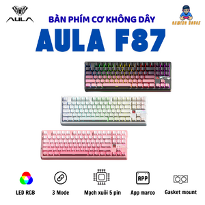 Bàn phím cơ AULA F87 Pro V2 - Pin 120000 - LED RGB- Layout TKL- Hotswap 5 Pin - Có app Macro