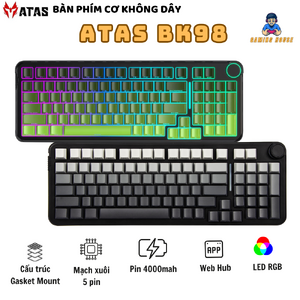 Bàn phím cơ ATAS BK98 không dây 3 mode - Mạch Xuôi - Hỗ trợ hotswap 5 pin - LED RGB - Có Web