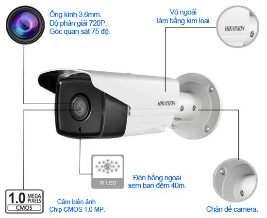 Camera giám sát ngoài trời Hikvision DS-2CE16C0T-IT3