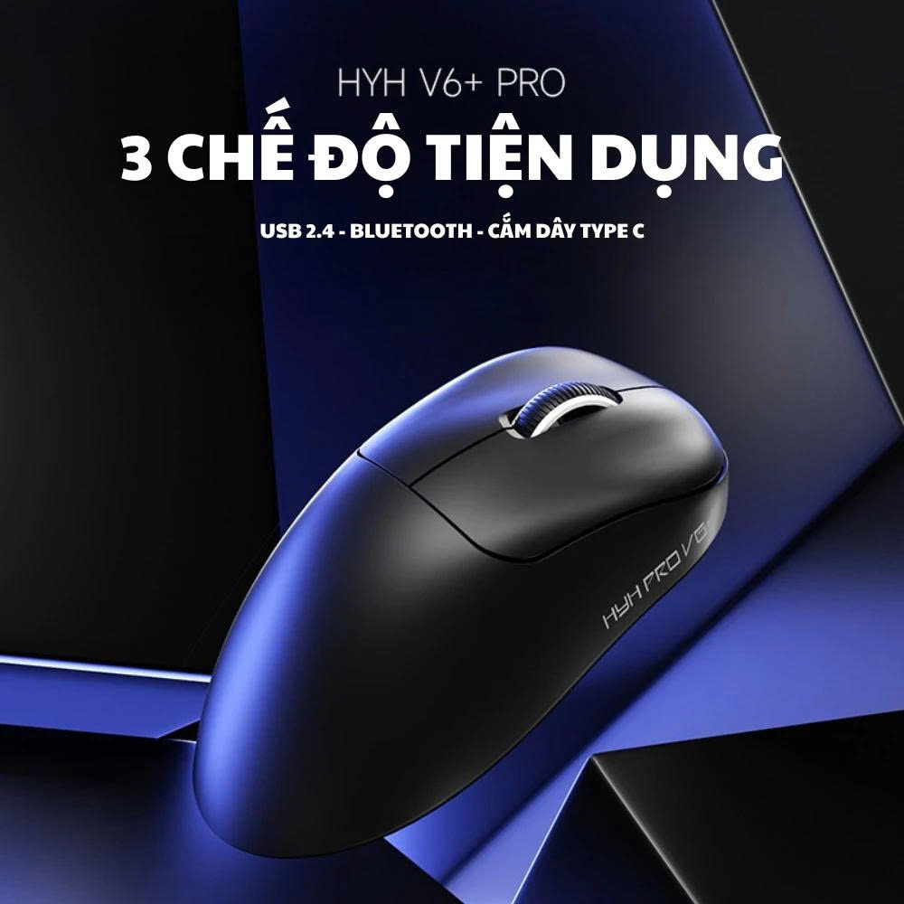 Chuột gaming không dây ATAS V6 PRO - 3 mode - Pin 500mAh - Có app - DPI 12800 - Siêu nhẹ