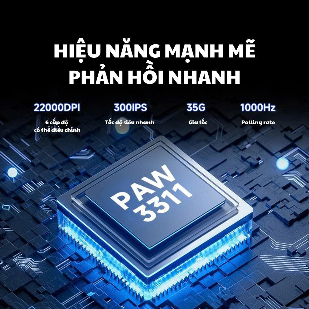 Chuột gaming không dây ATAS V16 Max - 3 mode - Pin 500mAh - Có app - DPI 22 000 - Chip PAW3311