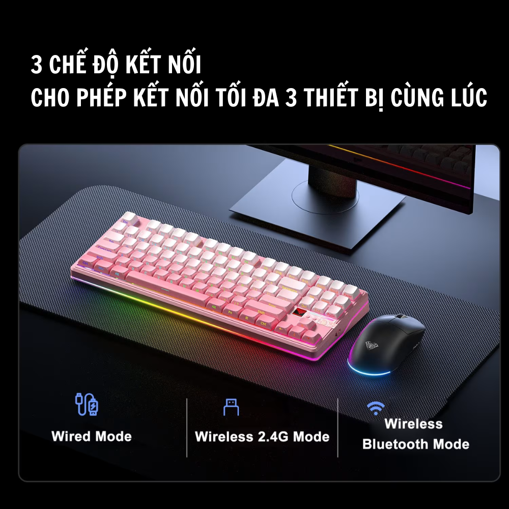 Bàn phím cơ AULA F87 Pro V2 - Pin 120000 - LED RGB- Layout TKL- Hotswap 5 Pin - Có app Macro