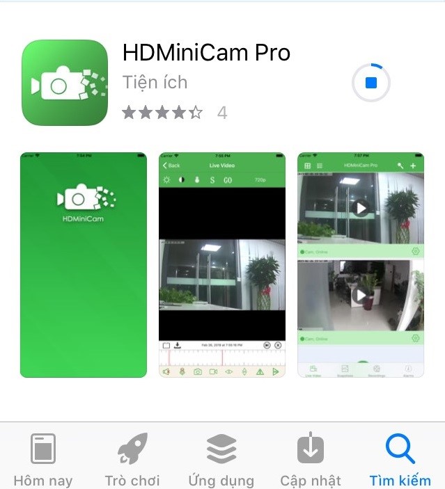 Giao diện ứng dụng HDMini Cam Pro